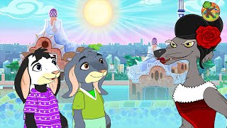 Wolf and Seven Little Goats  Barcelona City Adventure | KONDOSAN English Bedtime Stories for Kids