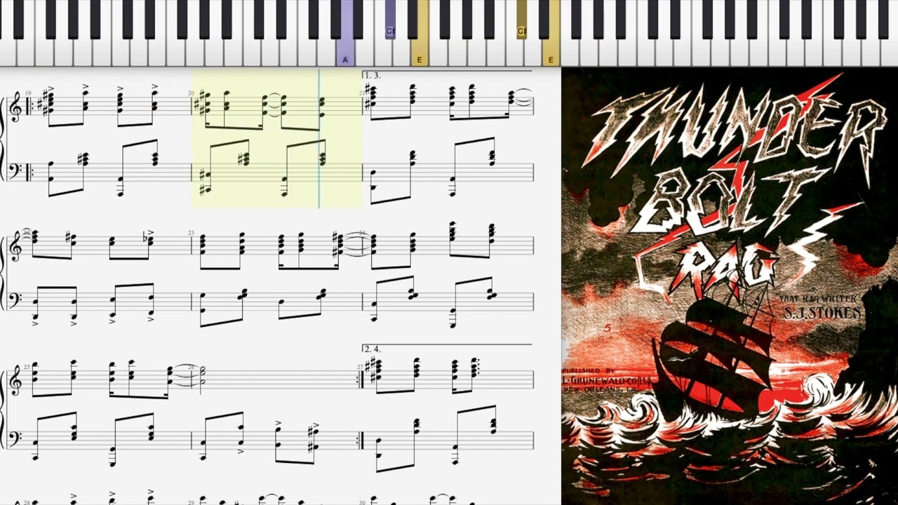 Thunderbolt Rag by Samuel Stokes (1910, Ragtime piano)