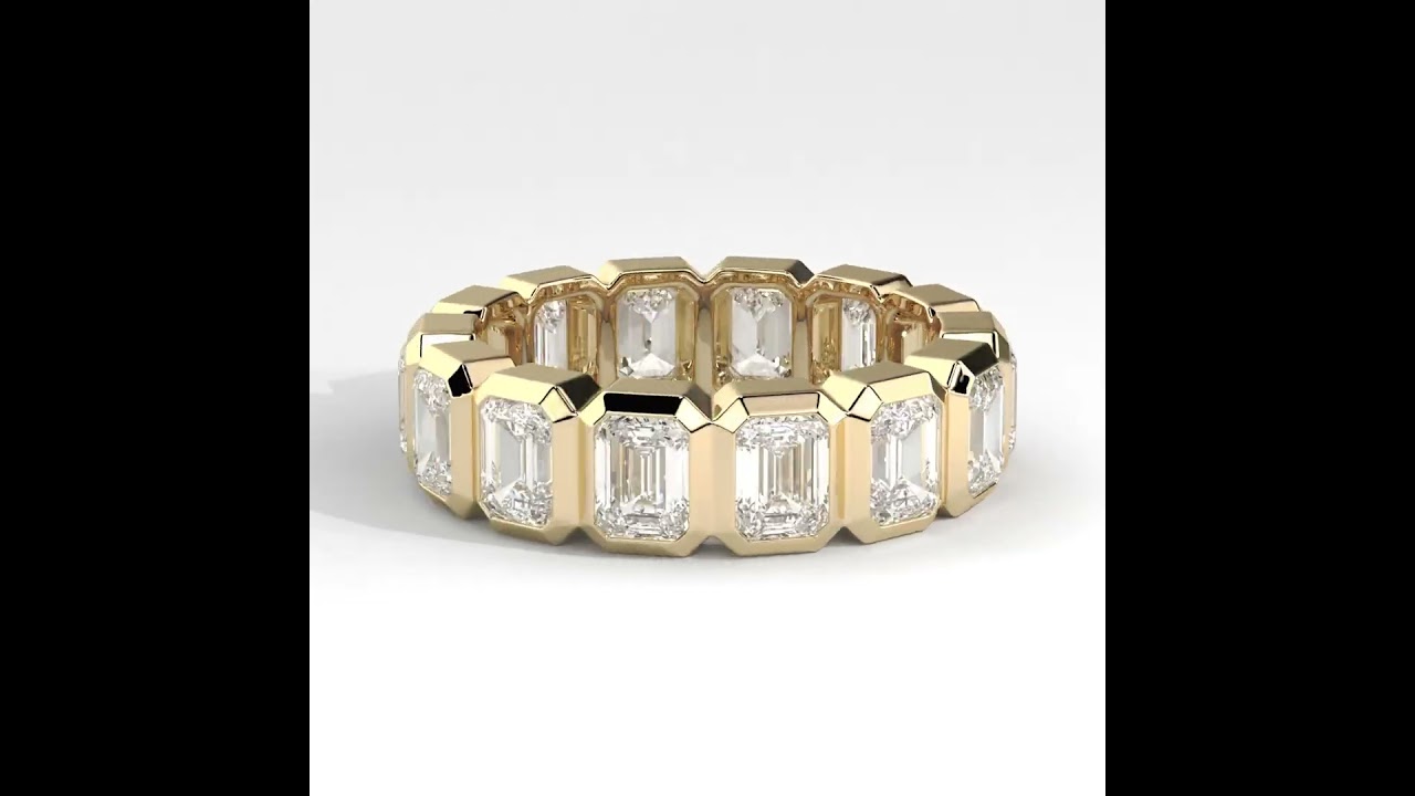 Bezel-Set Emerald Diamond Full Eternity Band