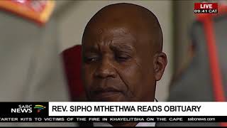 Rev. Sipho Mthethwa reads Eric “Stalin” Mtshali's obituary