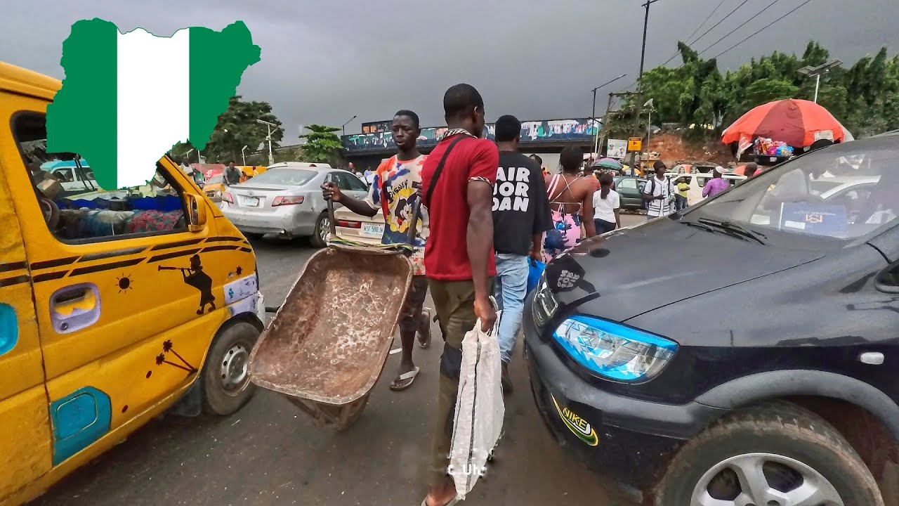 African Roadside Market In Iyana Ipaja Lagos Nigeria - West Africa Walking Tour