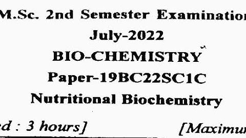 Nutritional Biochemistry Question Paper 2022 | Msc Biochemistry | MDU Rohtak University