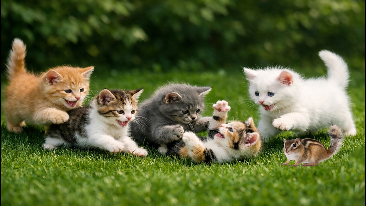 🌿 Cute Kittens Playing Outdoors | Soft Meowing Sounds | Relaxing Cat Video 🐱