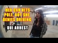 Her Car Crashes into Pole, But She Denies Driving