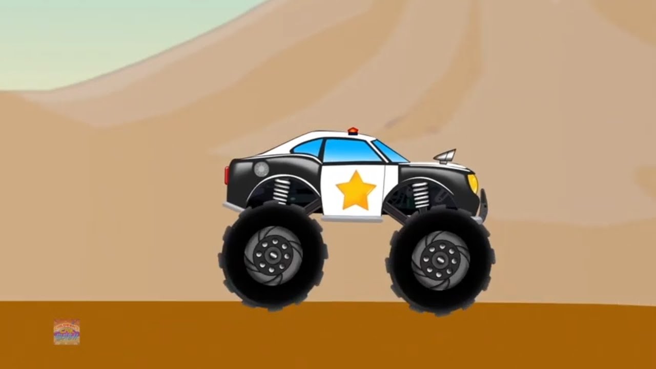 Police Monster Truck, Car Wash, Street Vehicles for Children, Kids Car  Videos