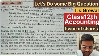 Class12th accounting | chapter 8 Accounting for share capital | ts Grewal solutions | issue of share