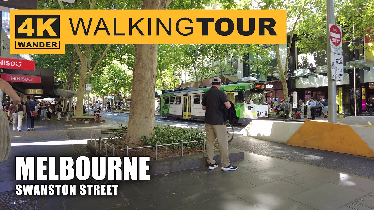 Swanston Street Walking Tour in Melbourne, Australia (4K 60fps)