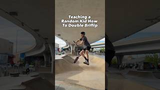 Teaching a Kid How To Double Briflip! #scooter #scootertricks #shorts