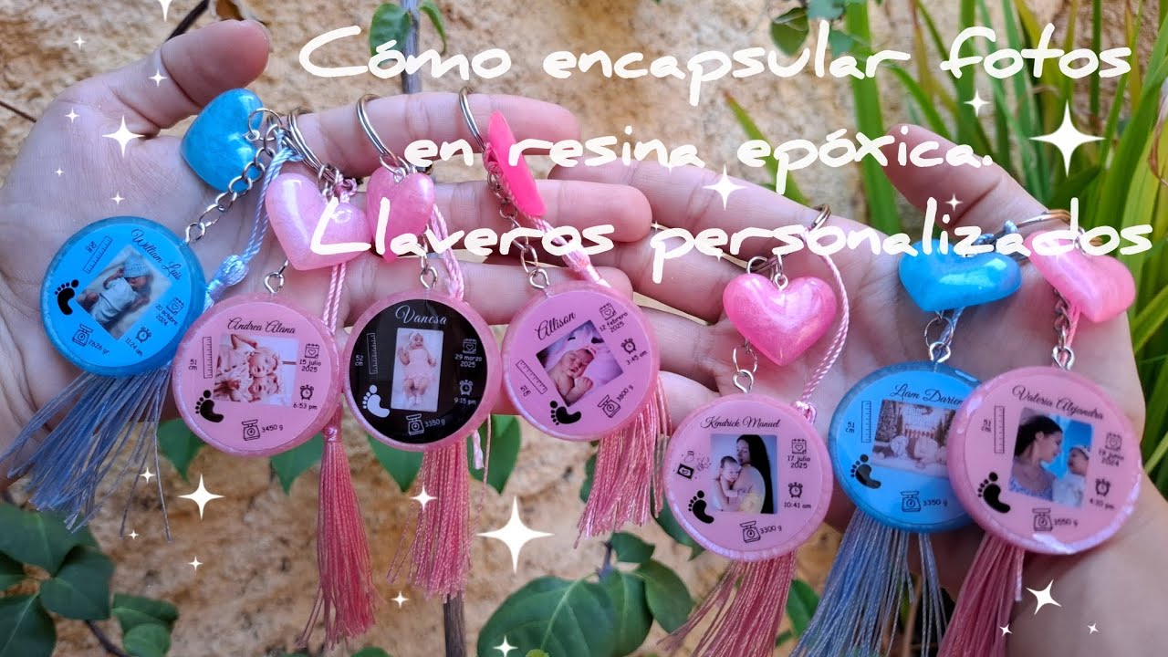 Cómo hacer llaveros de resina epóxica personalizados.  Encapsula fotos + tonos pastel fáciles.