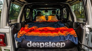 The BEST Car Camping sleeping setup for the Jeep Wrangler Unlimited |  DEEPSLEEP4JEEPS - YouTube