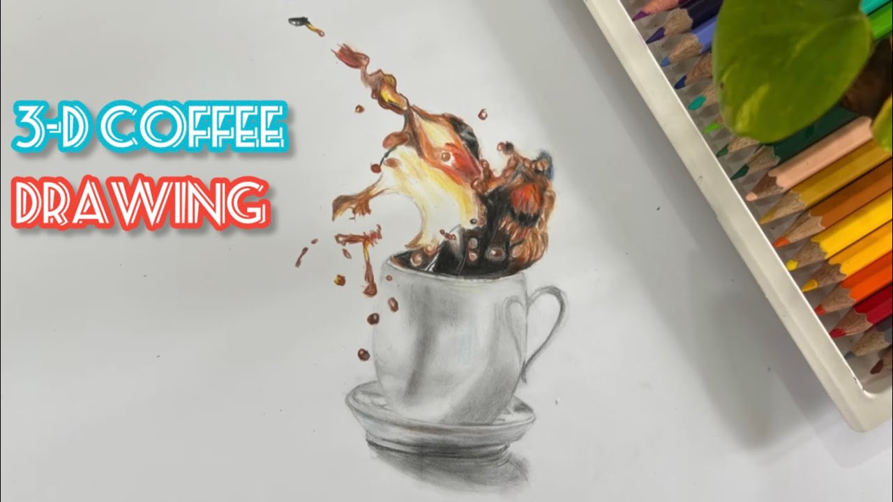 Drawing realistic coffee mug | how to draw #3d #art - YouTube