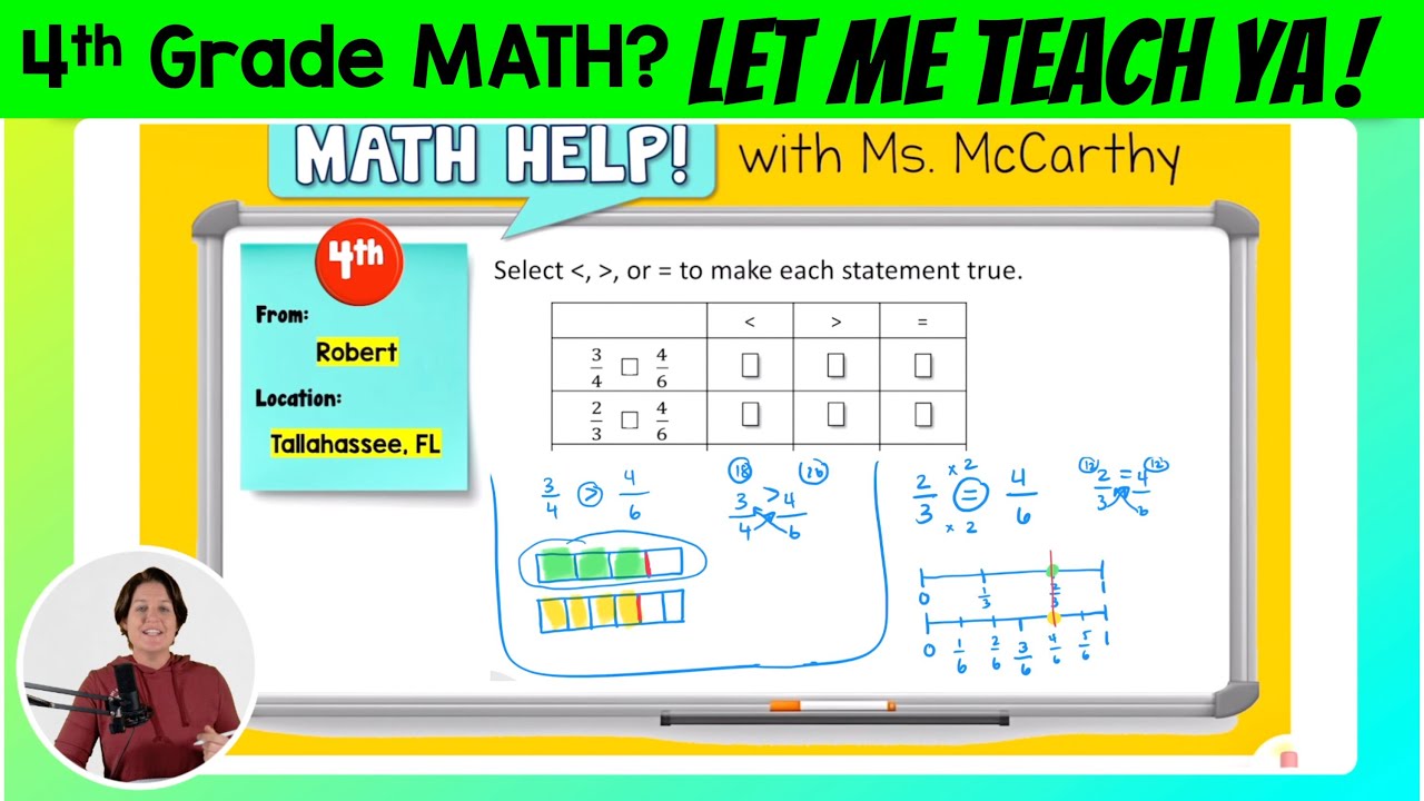 4 класс | Сравнение дробей и эквивалентных дробей с помощью наглядных пособий | Помощь по математ...