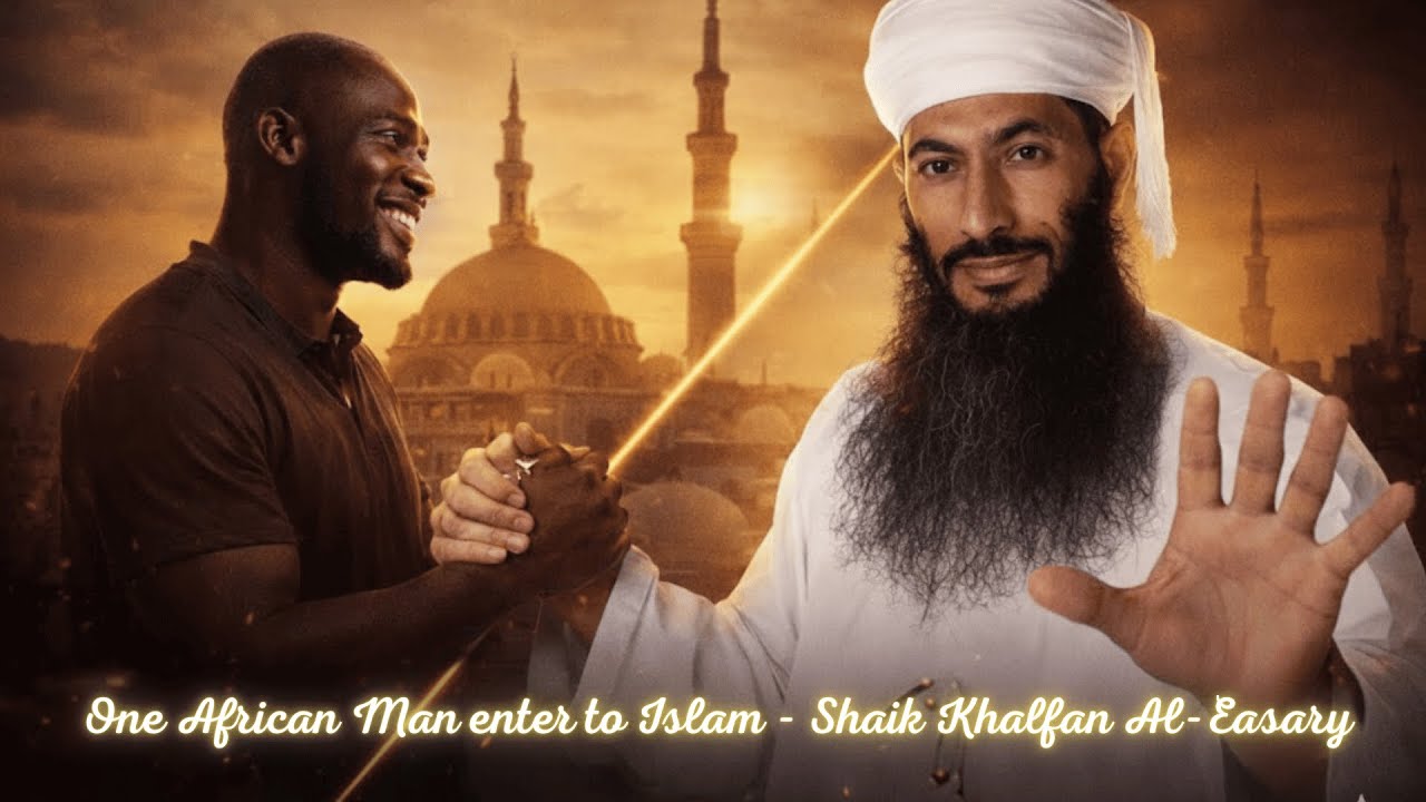 One African man embraces Islam, Sheikh Khalfan Al-Isri, may God have mercy on him, a rare clip