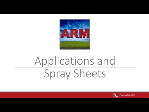 ARM Software Webinar - Applications and Spray Sheets