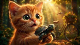 Mimi & Luna Rescue a Lost Baby Turtle | Cute 3D Kitten Bicycle Rescue Adventure screenshot 5