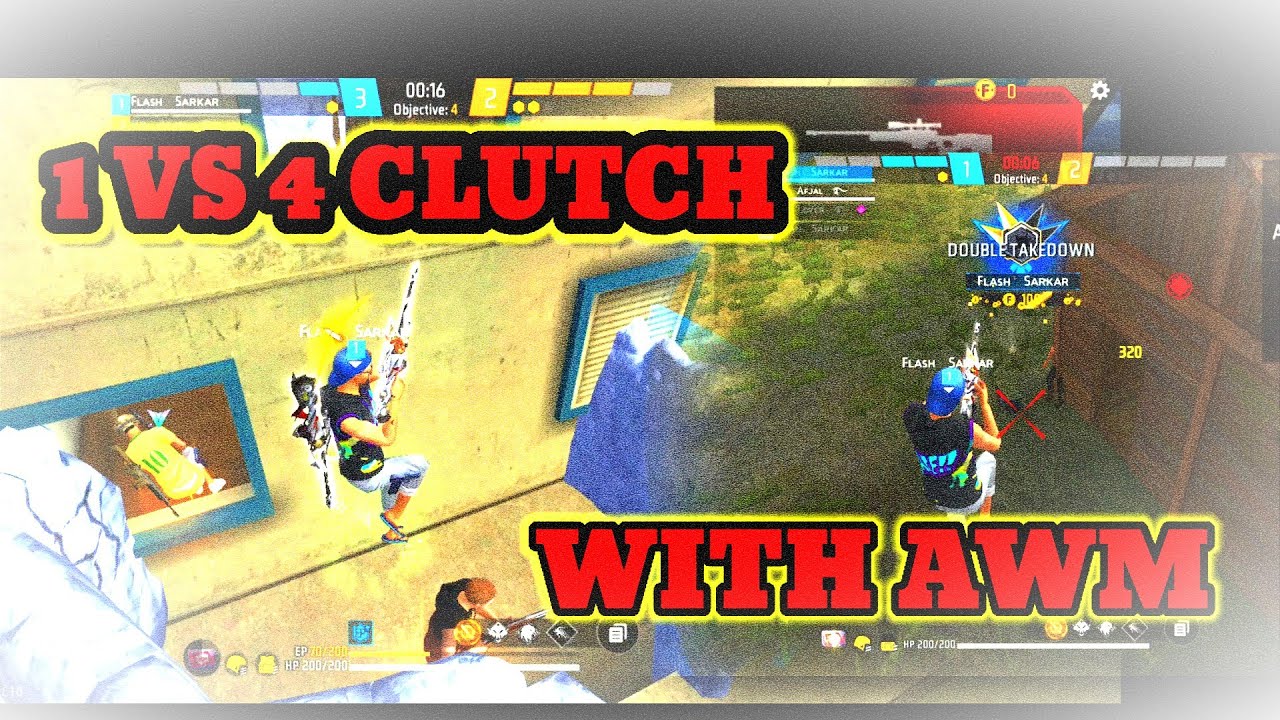free fire cs rank push 1vs 4 clutch with awm - YouTube