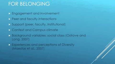 Non-Cognitive Variable: Belonging