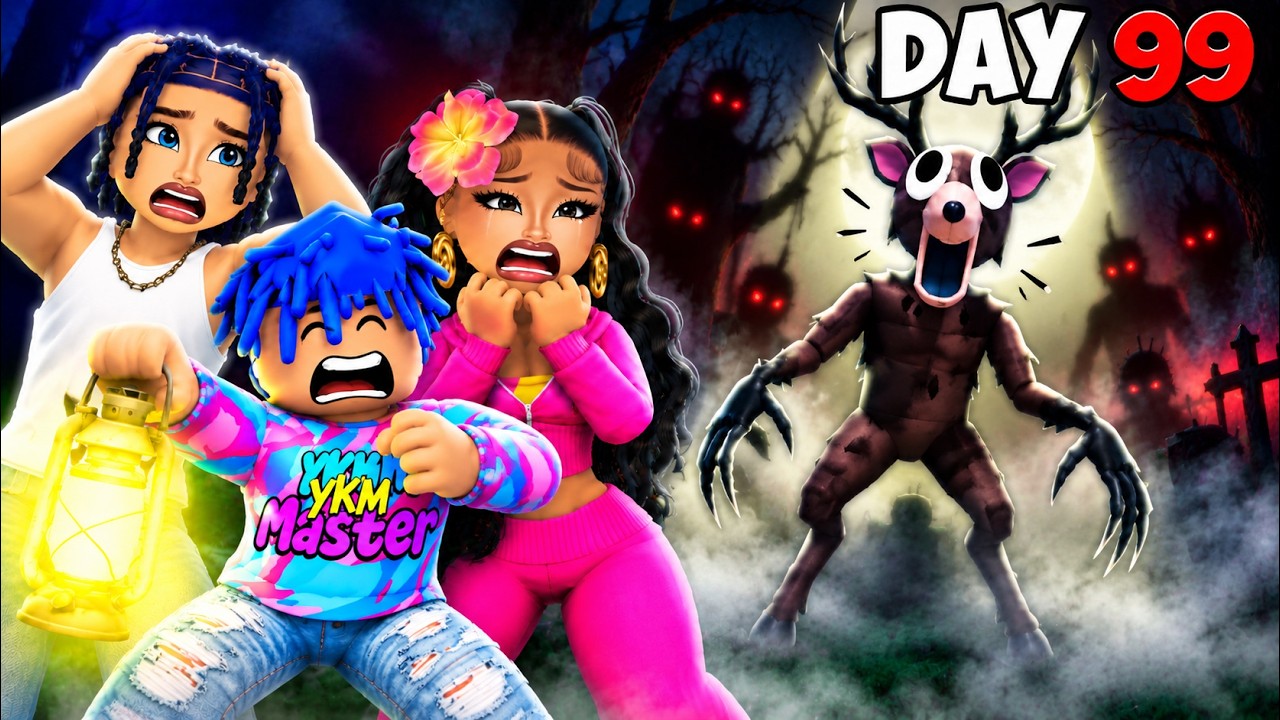 Surviving 99 NIGHTS In The Roblox Forest With BABY YKM! *HE CRIED
