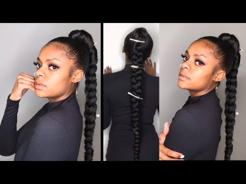 Long Jumbo Braid Ponytail using Braiding Hair - YouTube