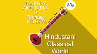 Tabla And Tanpura Scale B  Teen Taal 150 Bpm Madhya Laya Scale B