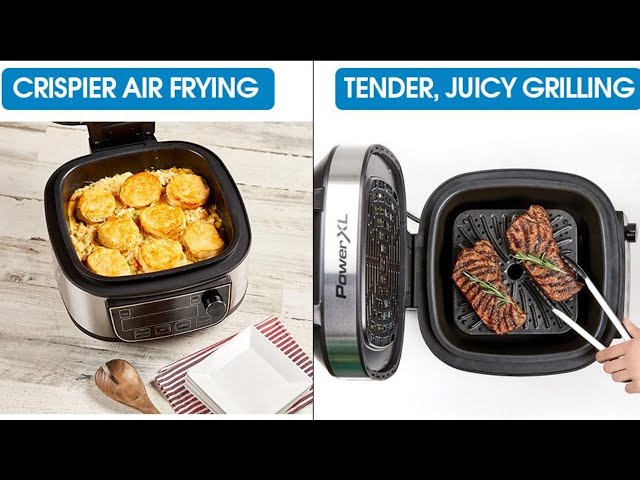 PowerXL 1550W 6-qt 12-in-1 Grill Air Fryer Combo with Glass Lid on QVC 