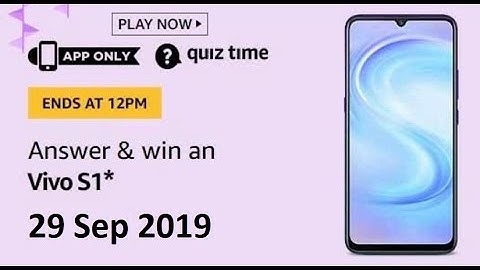 Amazon Quiz Today Answers | Vivo S1 | 29 Sep 2019