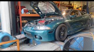 1999 Mitsubishi Eclipse 4G63T on the Dyno making big power. It is built.