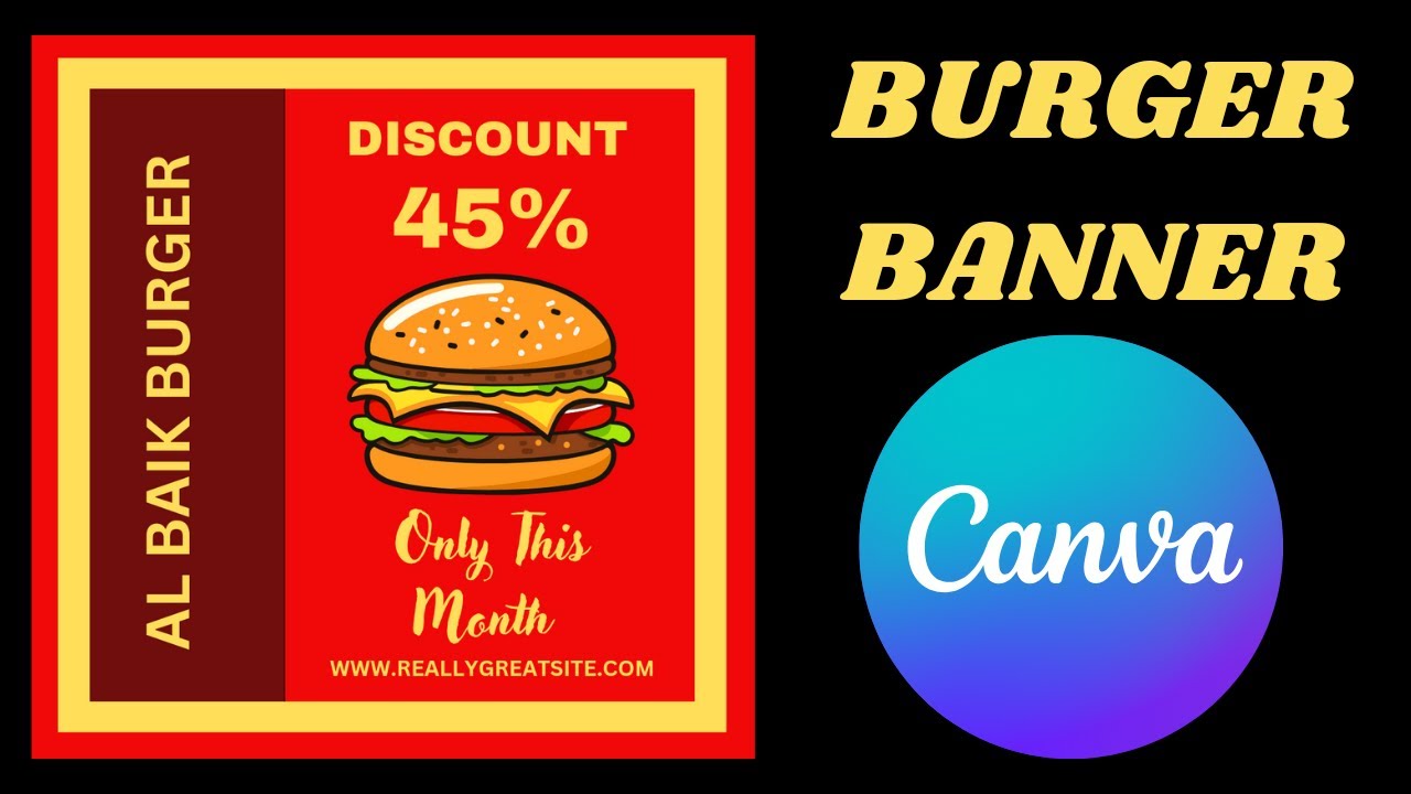 How to Create Burger Banner E_commerce Social Media Design in Canva ...