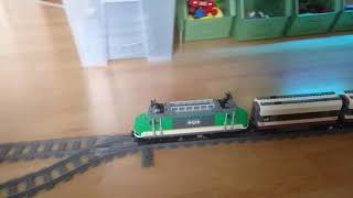 Pybricks operated 60198 Engine with two train motors drives 11 coaches!