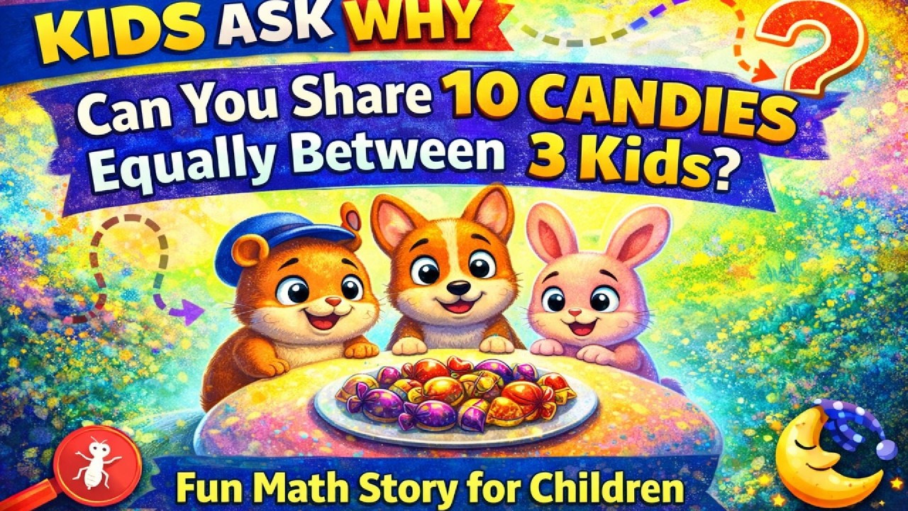 Kids Ask Why: Can You Share 10 Candies Equally Between 3 Kids? 🍬 | Fun Math Story for Children🏰