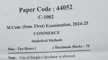 M.Com. 1st Semester COMMERCE  Statistical Methods Paper 2 Question Paper 2024–25 #mjpru #MCOM