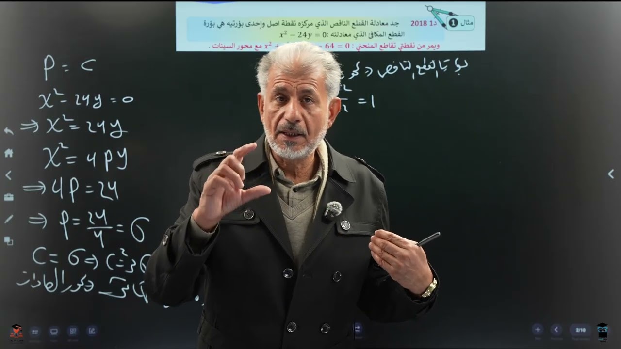 مراجعة مركزة لمادة الرياضيات الفصل الثاني القطوع المخروطية تكملة القطع المكافئ والقطع الناقص