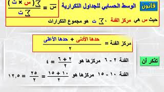 الدرس (3) الثالث - مقاييس النزعة المركزية - ( أ ) الوسط الحسابي