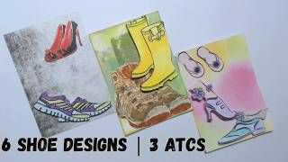 Shoe Stamp ATCs | Mixed Media Artist Trading Cards