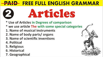 Complete Article in English Grammar | Use of A, An, The | Part 2 @UphaarClasses