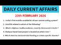 20 February 2026 | Daily Current Affairs | Current Affairs Today | Current News |#gk #currentaffairs