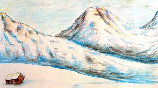 Drawing Snowy Mountain From Imagination With Colored Pencils Draw With Namgyal Youtube