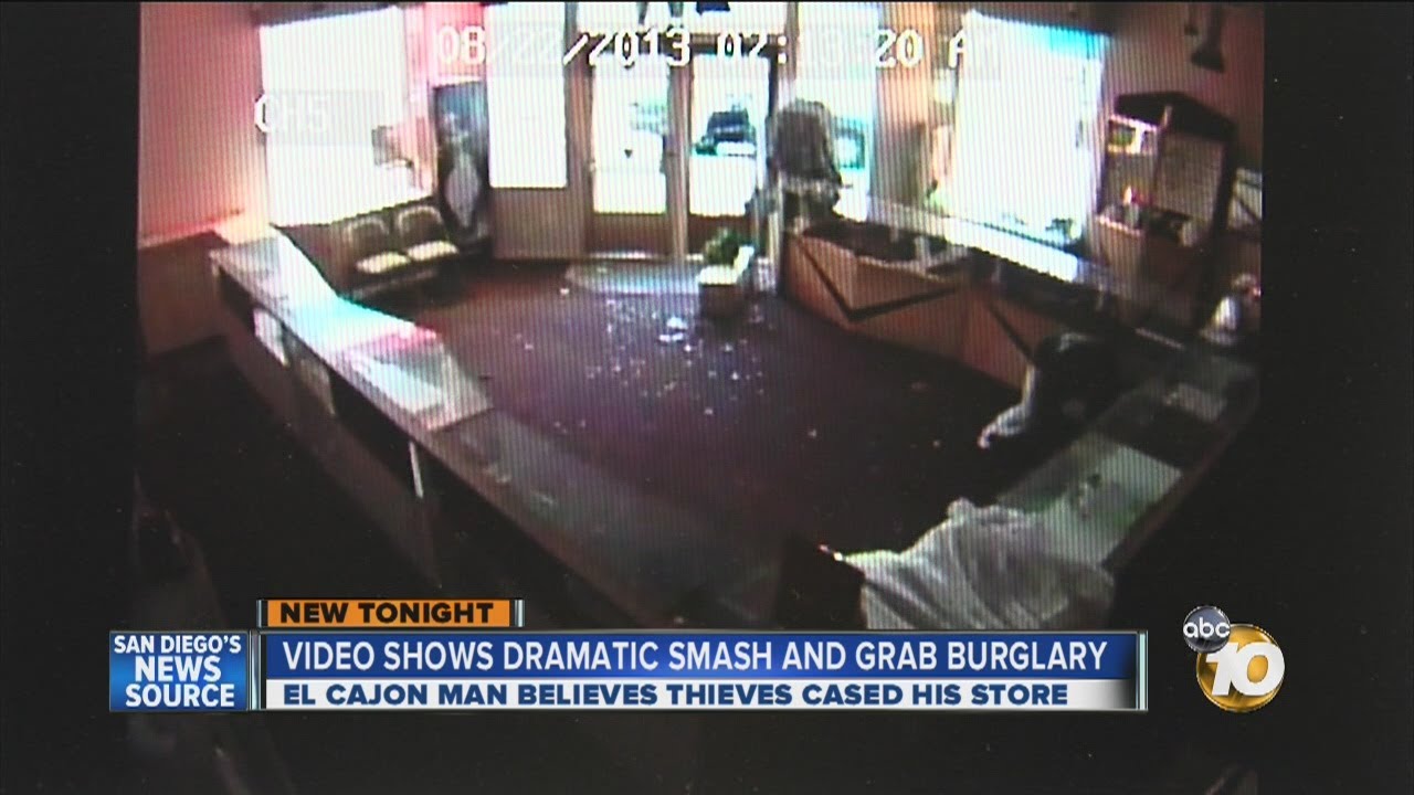 Dramatic smash and grab burglary in El Cajon caught on surveillance cameras