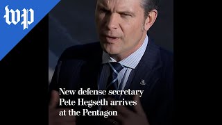 New defense secretary Pete Hegseth arrives at the Pentagon