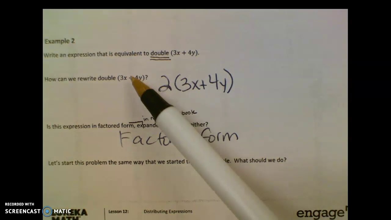 Module 4 Lesson 12 Distributing Expressions - YouTube