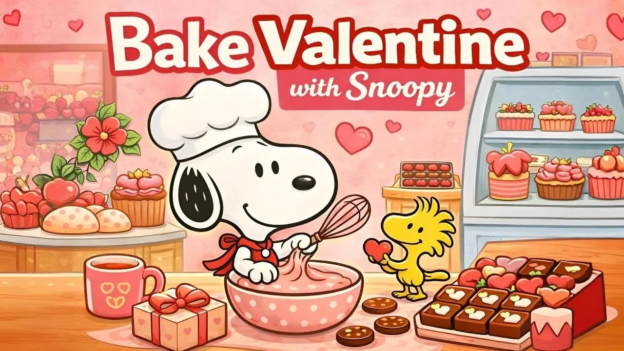 Valentine Baking Jazz with Snoopy 🧁💖🍓 Sweet Cozy Music for Love, Relaxing Happy Mood