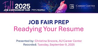 Fall 2025 Job Fair Prep: Readying Your Resume