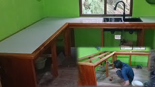 Download Lagu Pemasangan wastavel dan granit meja kompor rangka kayu di dapur rumah impian MP3