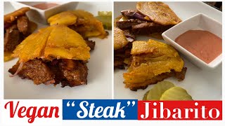 Delicious Vegan Steak Jibarito Sandwich || Vegan Puerto Rican Food || Vegan Plantain Sandwich YUMMY!
