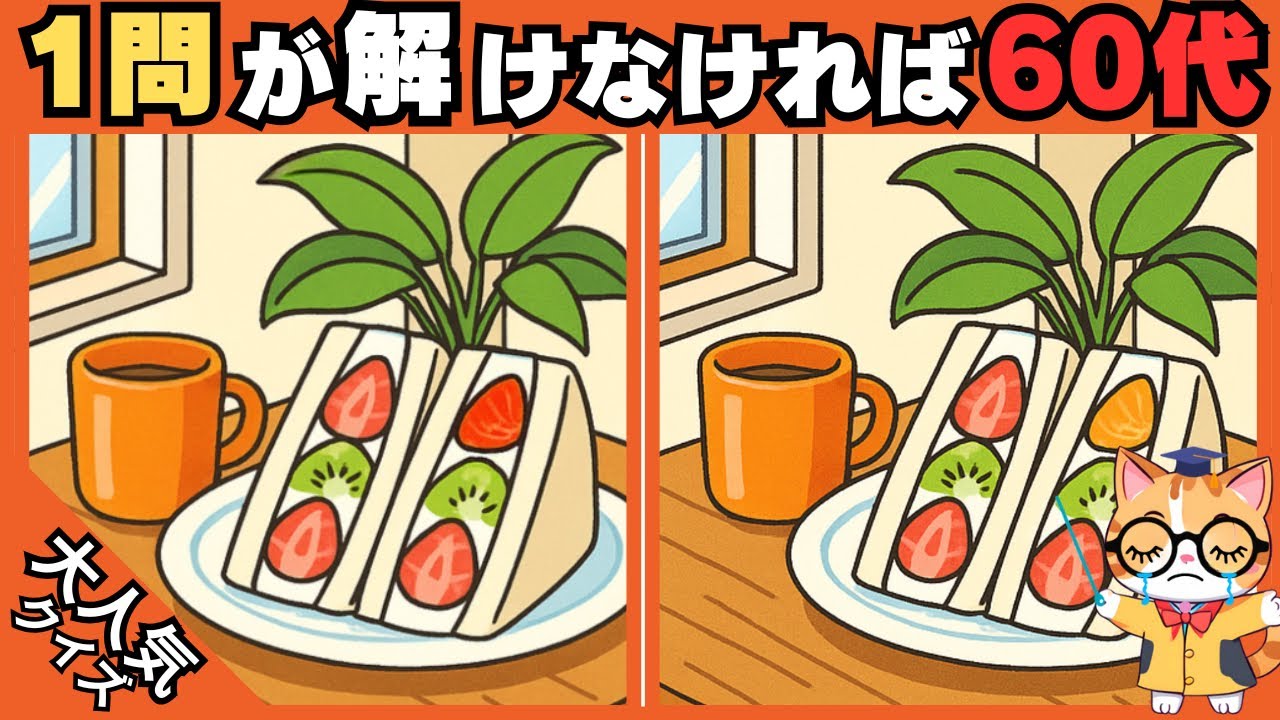 【脳トレ✖︎間違い探し】50代60代70代向け❗️簡単脳トレ問題で記憶力向上💡 【認知症予防/老化予防/記憶力向上】#494