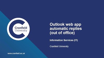 Automatic replies in Outlook on the web (Out of office)