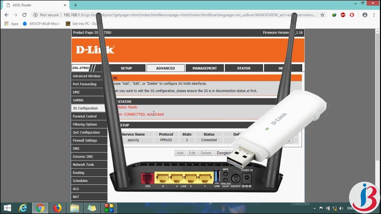 Accuser Acquiesce Luster Configuring D_link 2750U Router for 3G USB Dongle - YouTube
