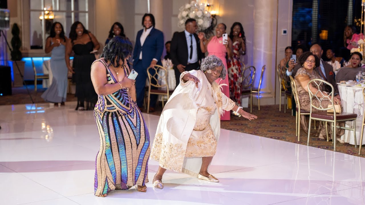 Grandma puts on a show at reception time !!!!