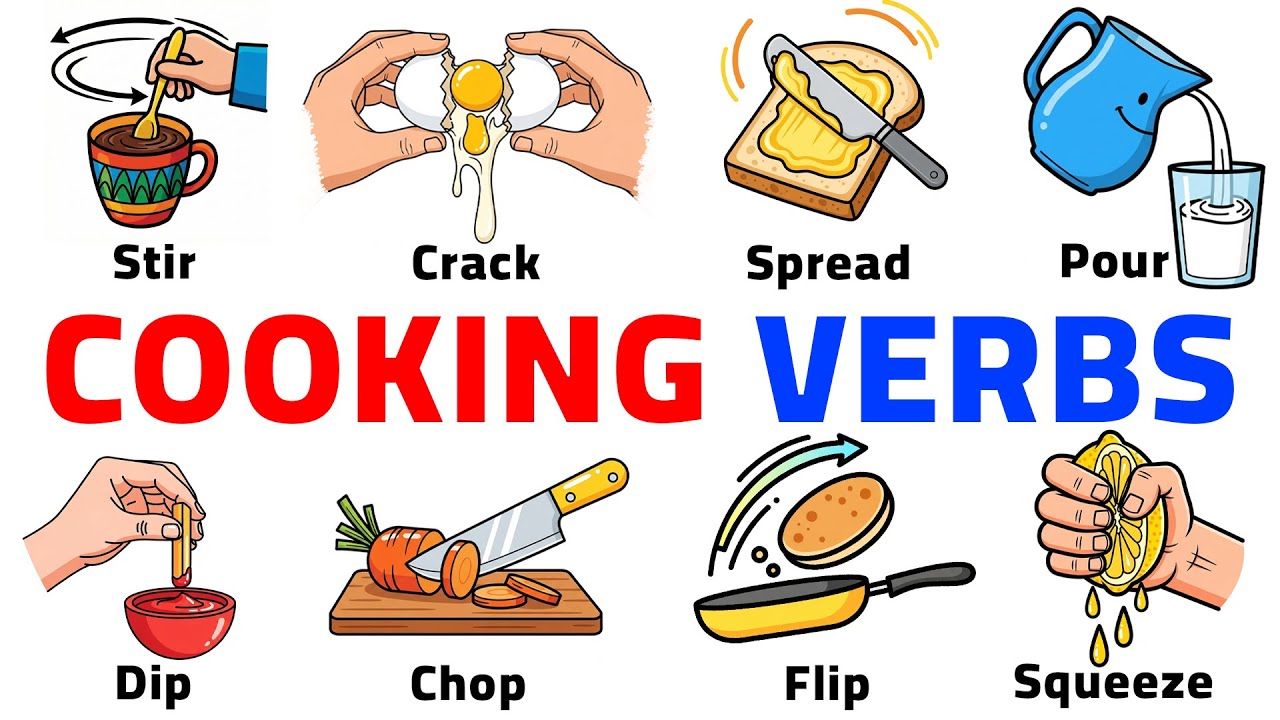 تعلم أفعال الطبخ بالإنجليزية + جمل مفيدة | Cooking Verbs