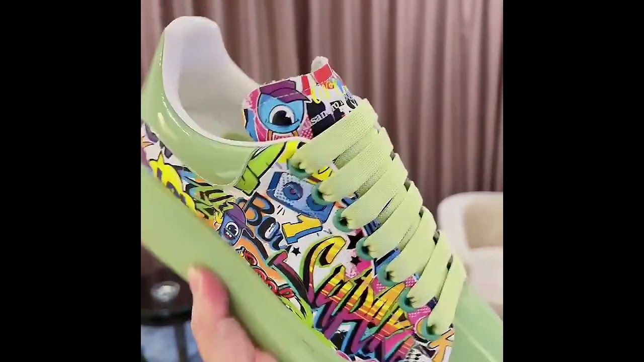 ALEXANDRO GRAHAM MACQUEEN HAND PAINTED GRAFFITI CHUNKY SOLE UNISEX SNEAKER  